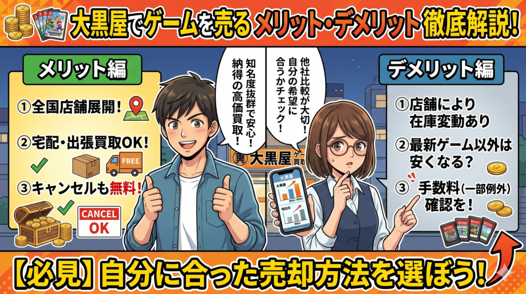 大黒屋でゲームを売るメリット・デメリット