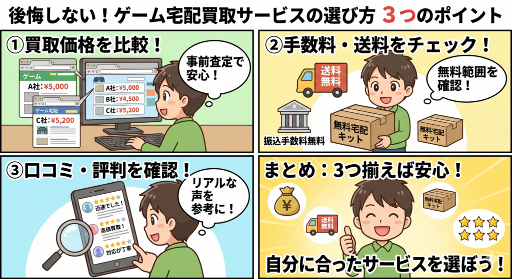 後悔しないゲーム宅配買取サービスの選び方3つのポイント