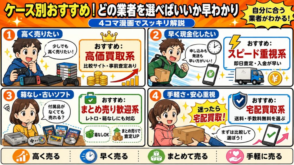 ケース別おすすめ|どの業者を選べばいいか早わかり