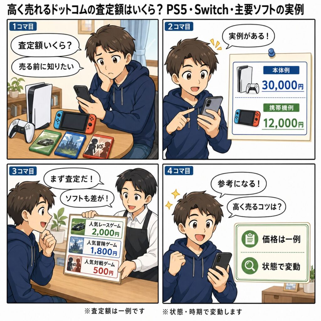 高く売れるドットコムの査定額はいくら？PS5・Switch・主要ソフトの実例