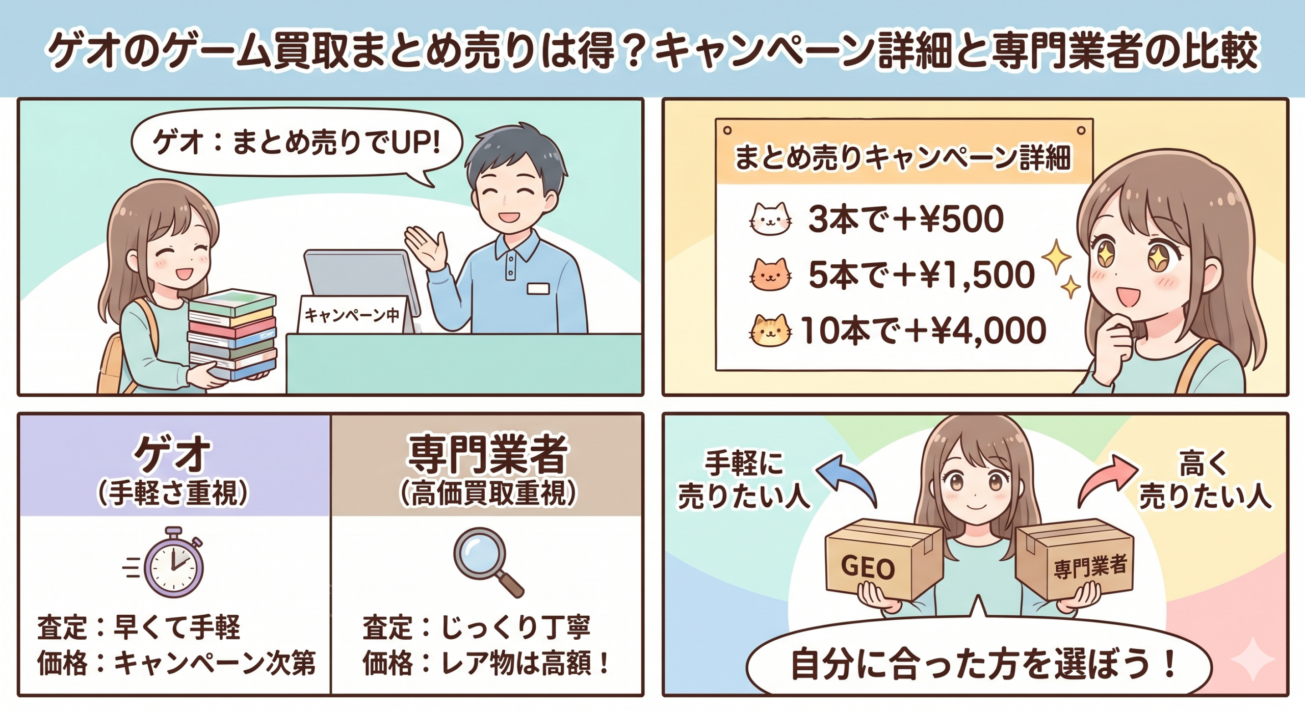 ゲオのゲーム買取まとめ売りは得？キャンペーン詳細と専門業者の比較