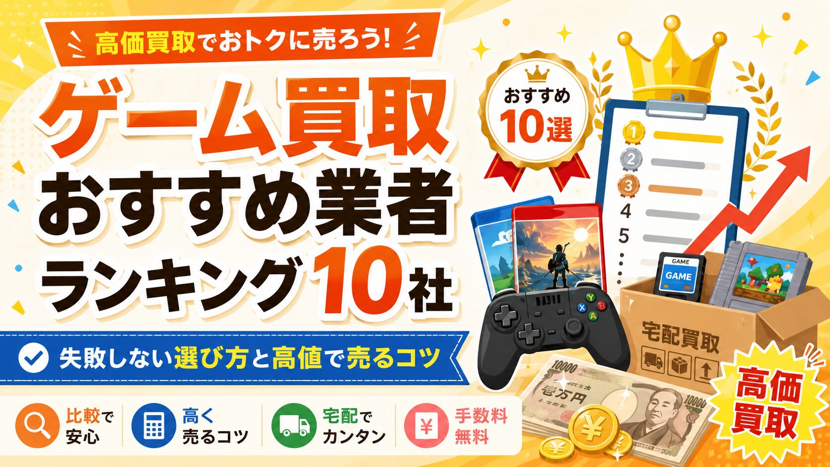 ゲーム買取おすすめ業者ランキング10社｜失敗しない選び方と高値で売るコツ