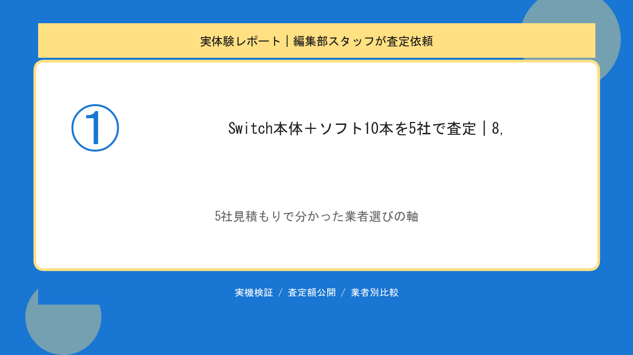 Switch本体＋ソフト10本を5社で査定｜8,400円差の実体験レポートのアイキャッチ