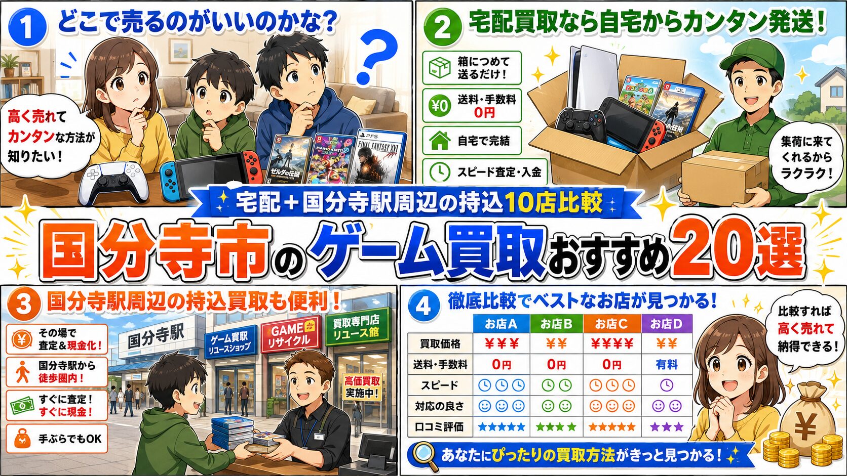 国分寺市のゲーム買取おすすめ20選｜宅配＋国分寺駅周辺の持込10店比較