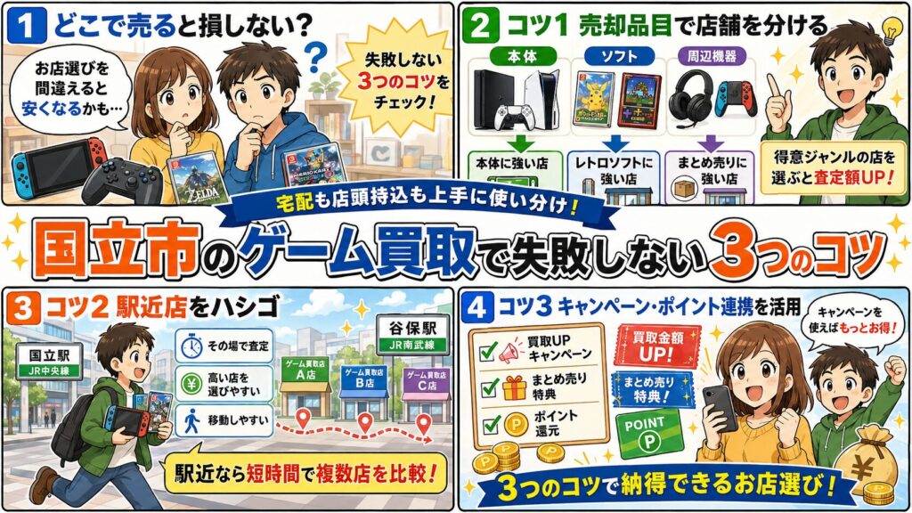 国立市のゲーム買取で失敗しない3つのコツ
