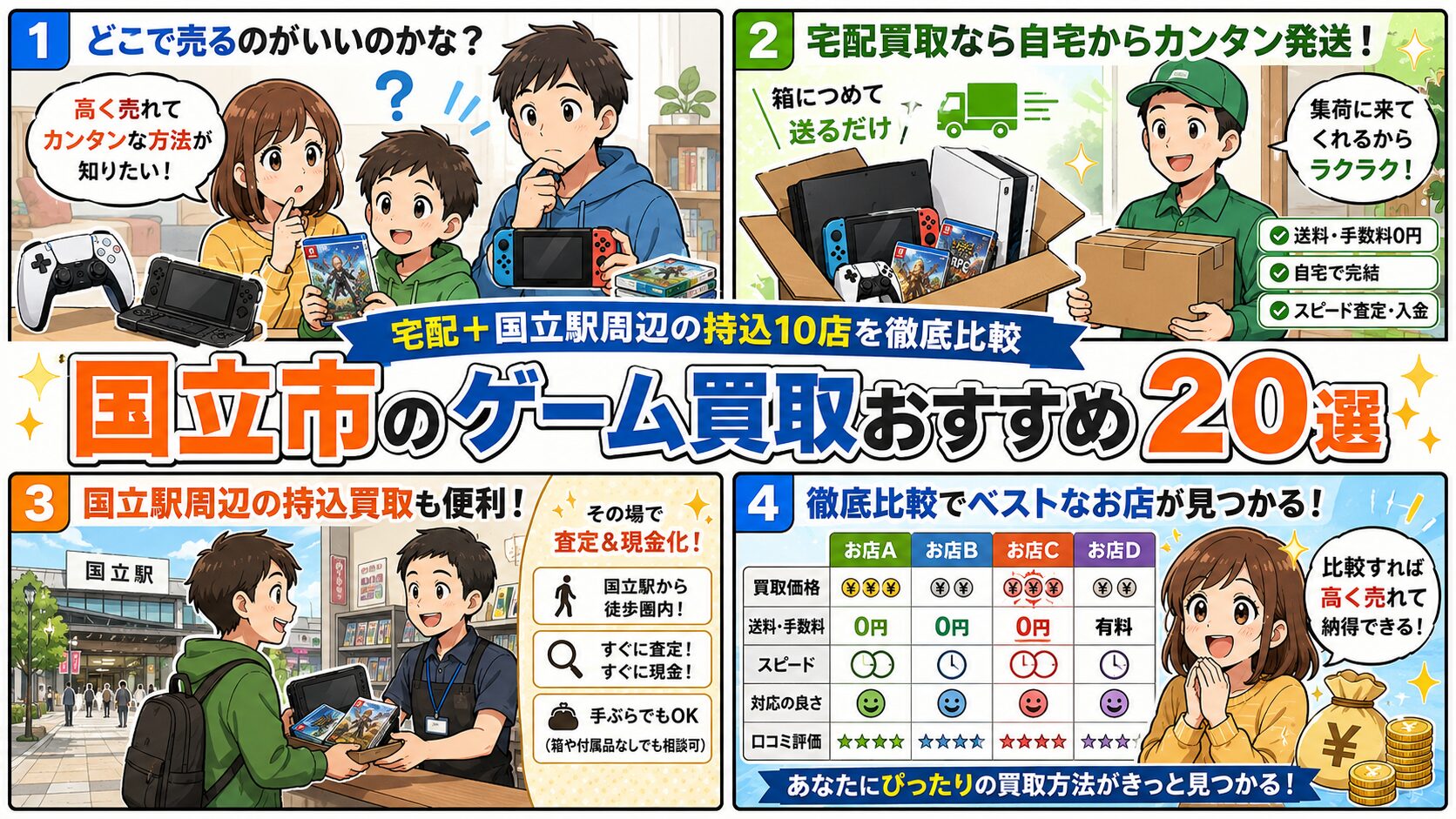 国立市のゲーム買取おすすめ20選｜宅配＋国立駅周辺の持込10店を徹底比較